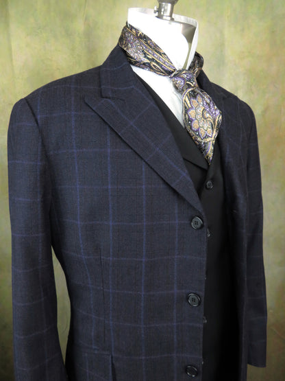 Men's Town Coat - Periwinkle with Rust Accent Glen Plaid #797-B