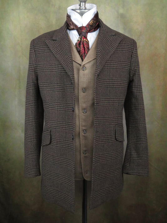 Men's Town Coat - Dark Brown Glen Plaid #616