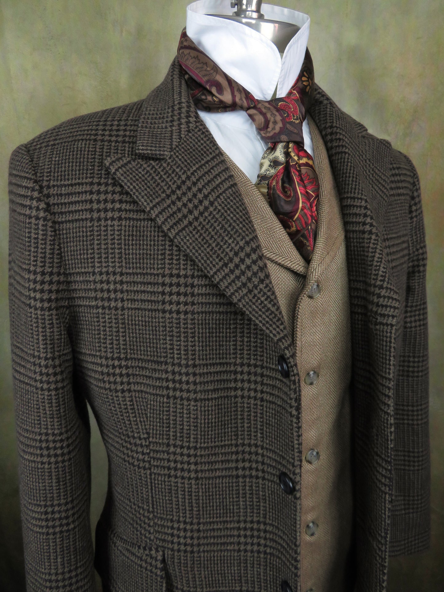 Men's Town Coat - Dark Brown Glen Plaid #616