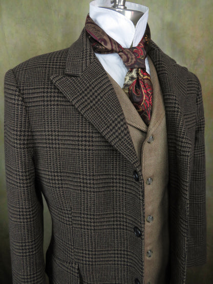 Men's Town Coat - Dark Brown Glen Plaid #616