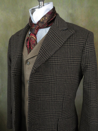 Men's Town Coat - Dark Brown Glen Plaid #616