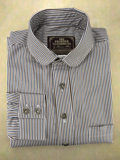 Dark Blue and Puce Stripe Men's Dakota Shirt