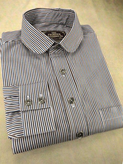 Dark Blue and Puce Stripe Men's Dakota Shirt