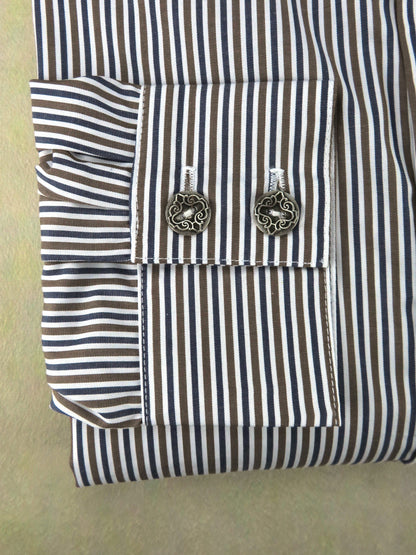 Dark Blue and Puce Stripe Men's Dakota Shirt