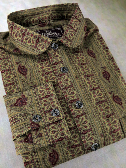 Corn Harvest and Red Wallpaper Men's Dakota Shirt