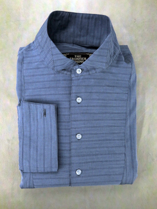 Grey and Blue Stripe Men's Tuxedo Shirt