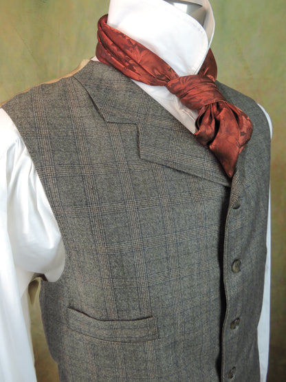 Men's Notch Vest - Grey with Rust and Navy Glen Plaid