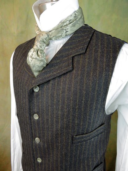 Men's Notch Vest - Diagonal Tan Chalk Stripe #608