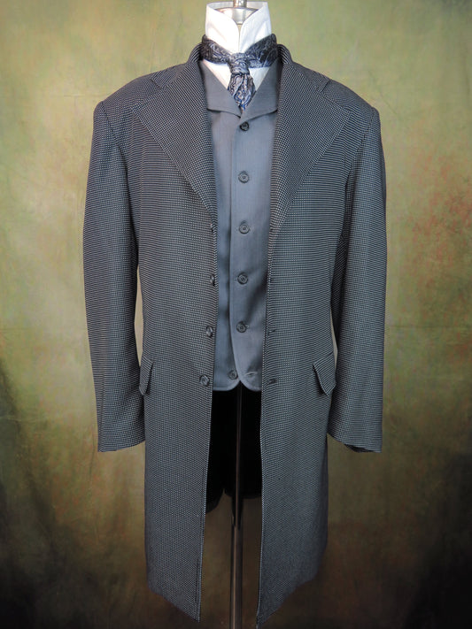 Men's Frock Coat - Black and White Mini Check #427