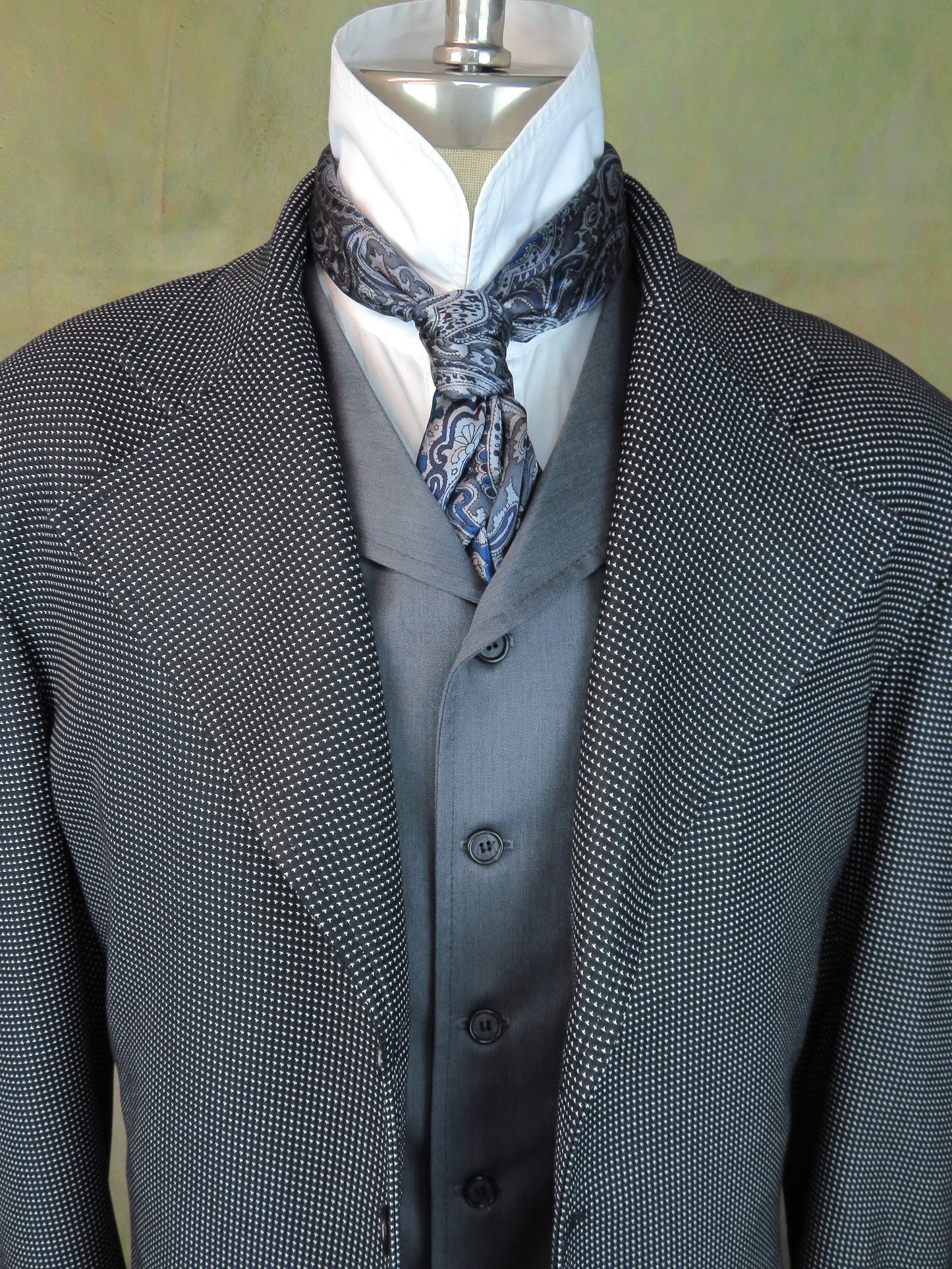 Men's Frock Coat - Black and White Mini Check #427