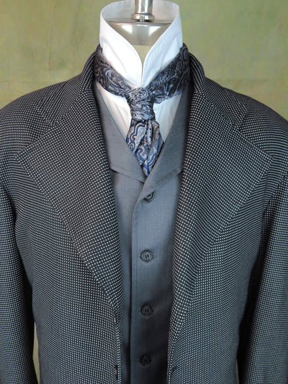 Men's Frock Coat - Black and White Mini Check #427