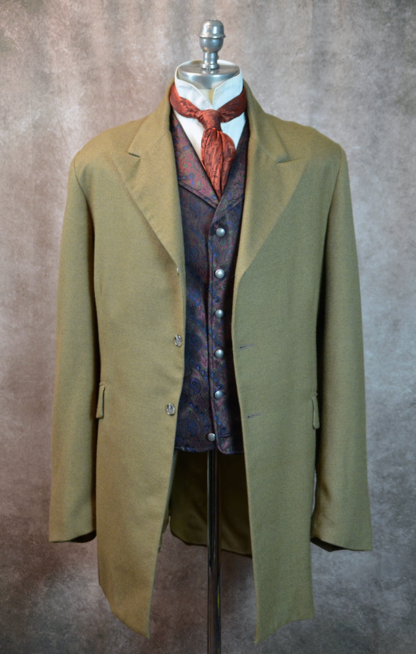 Men's Town Coat - Light Tan Cashmere Wool Blend Herringbone #694