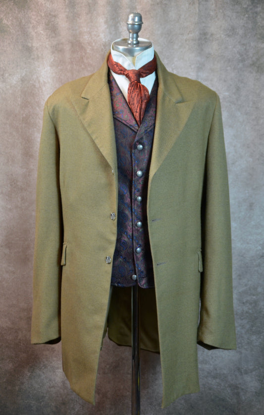 Men's Town Coat - Light Tan Cashmere Wool Blend Herringbone #694