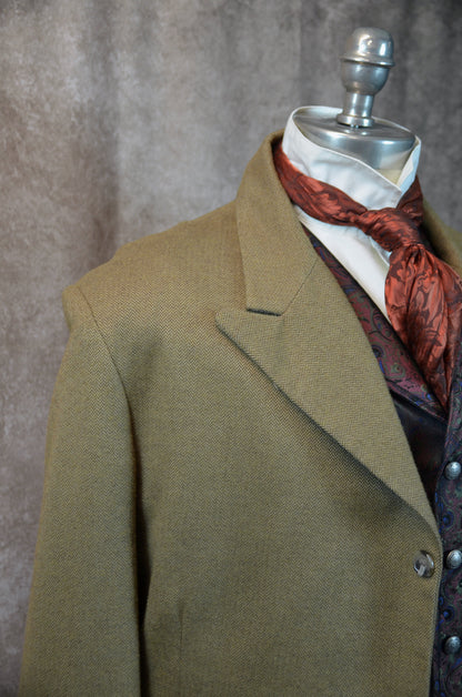 Men's Town Coat - Light Tan Cashmere Wool Blend Herringbone #694