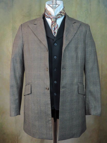 Men's Town Coat - Peppercorn Glen Plaid With Copper Accent #2021168