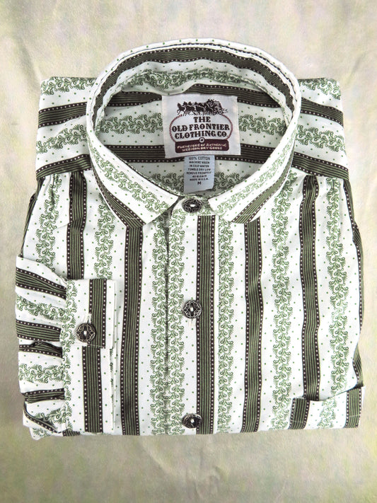 Green Ivy and Brown Stripe Men's Victorian Shirt