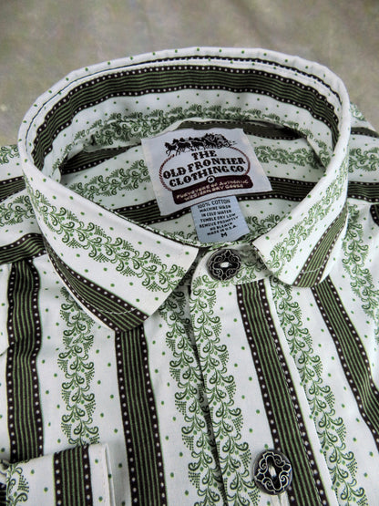Green Ivy and Brown Stripe Men's Victorian Shirt