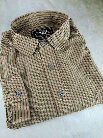 Sawmill Tan and Rust Stripe Men's Victorian Shirt
