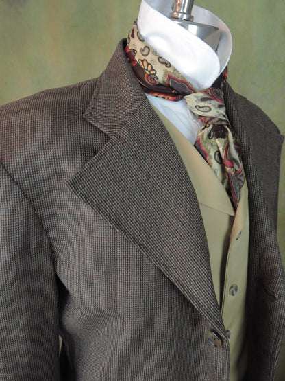 Men's Frock Coat - Brown and Rust Mini Check #442