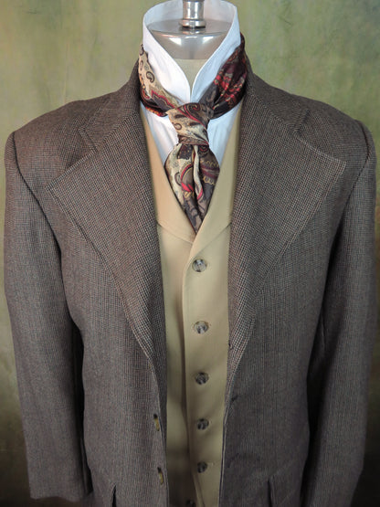 Men's Frock Coat - Brown and Rust Mini Check #442