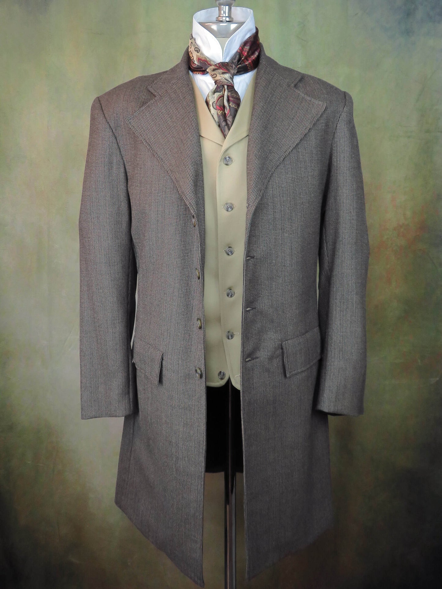Men's Frock Coat - Brown and Rust Mini Check #442