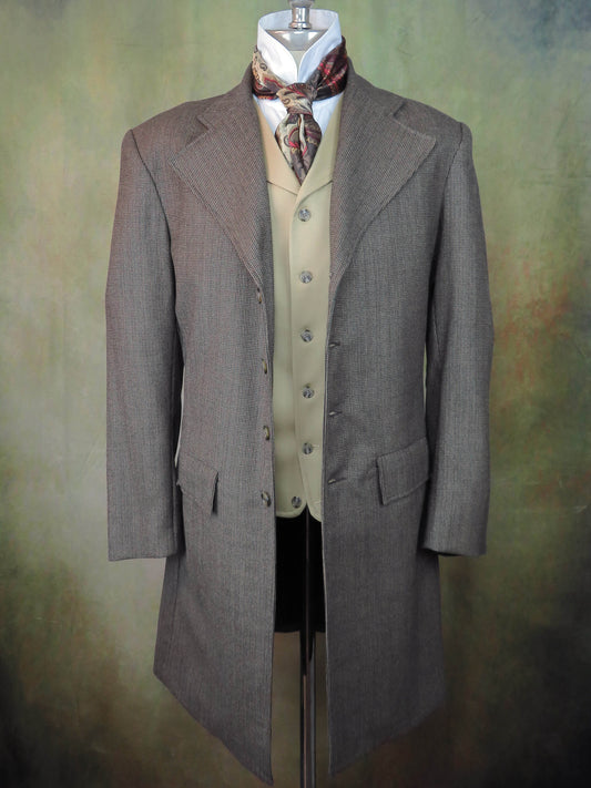 Men's Frock Coat - Brown and Rust Mini Check #442