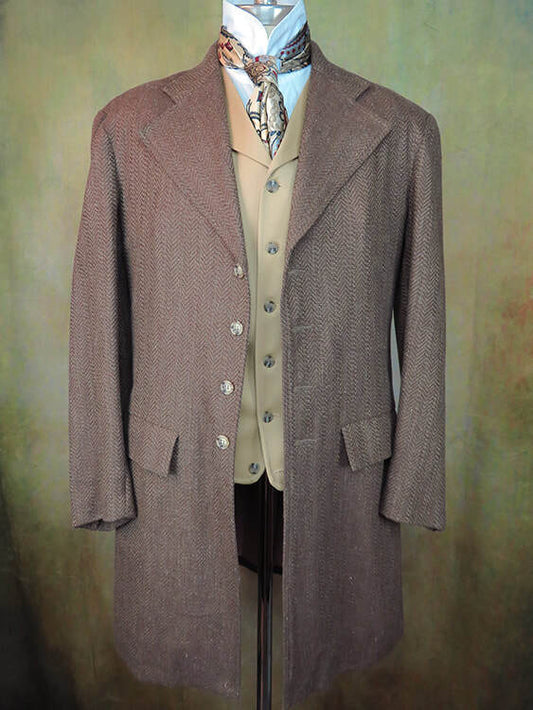 Men's Frock Coat - Bronze Herringbone Heavy Tweed