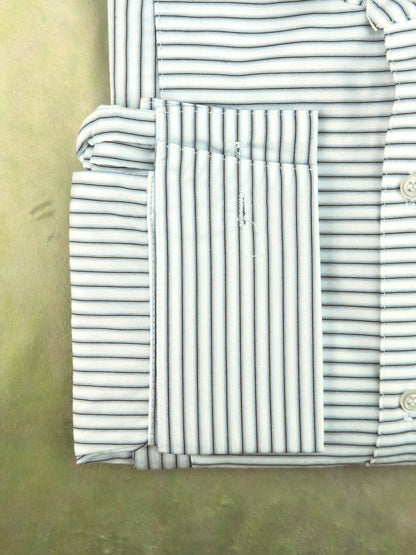 Pale Blue and Black Stripe Men's Tuxedo Shirt