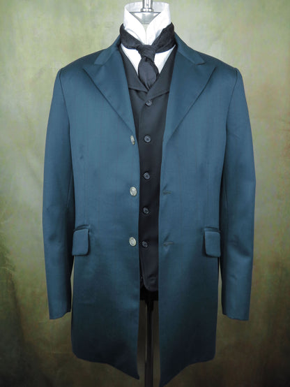 Men's Town Coat - Emerald Green with Brown Stripe #429-B