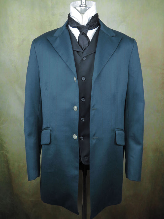Men's Town Coat - Emerald Green with Brown Stripe #429-B