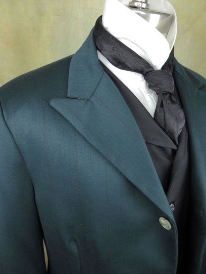 Men's Town Coat - Emerald Green with Brown Stripe #429-B