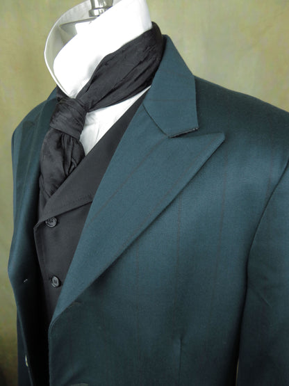 Men's Town Coat - Emerald Green with Brown Stripe #429-B