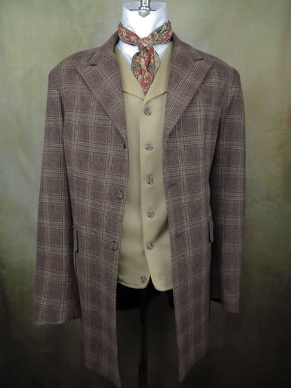 Men's Town Coat - Rich Brown Glen Plaid Flannel