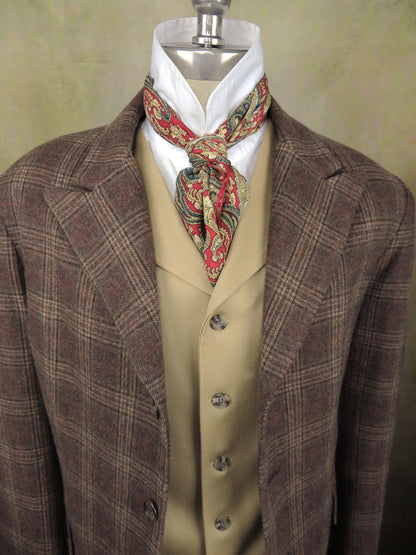 Men's Town Coat - Rich Brown Glen Plaid Flannel