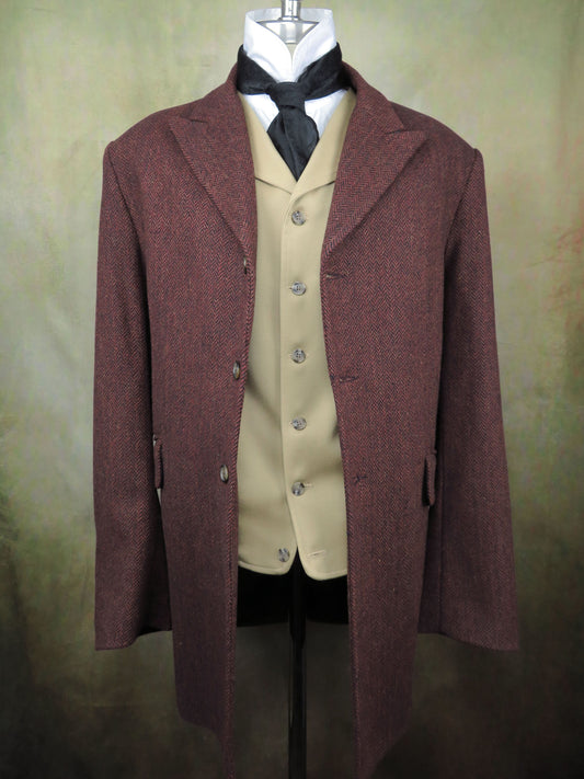 Men's Town Coat - Rust and Black Herringbone