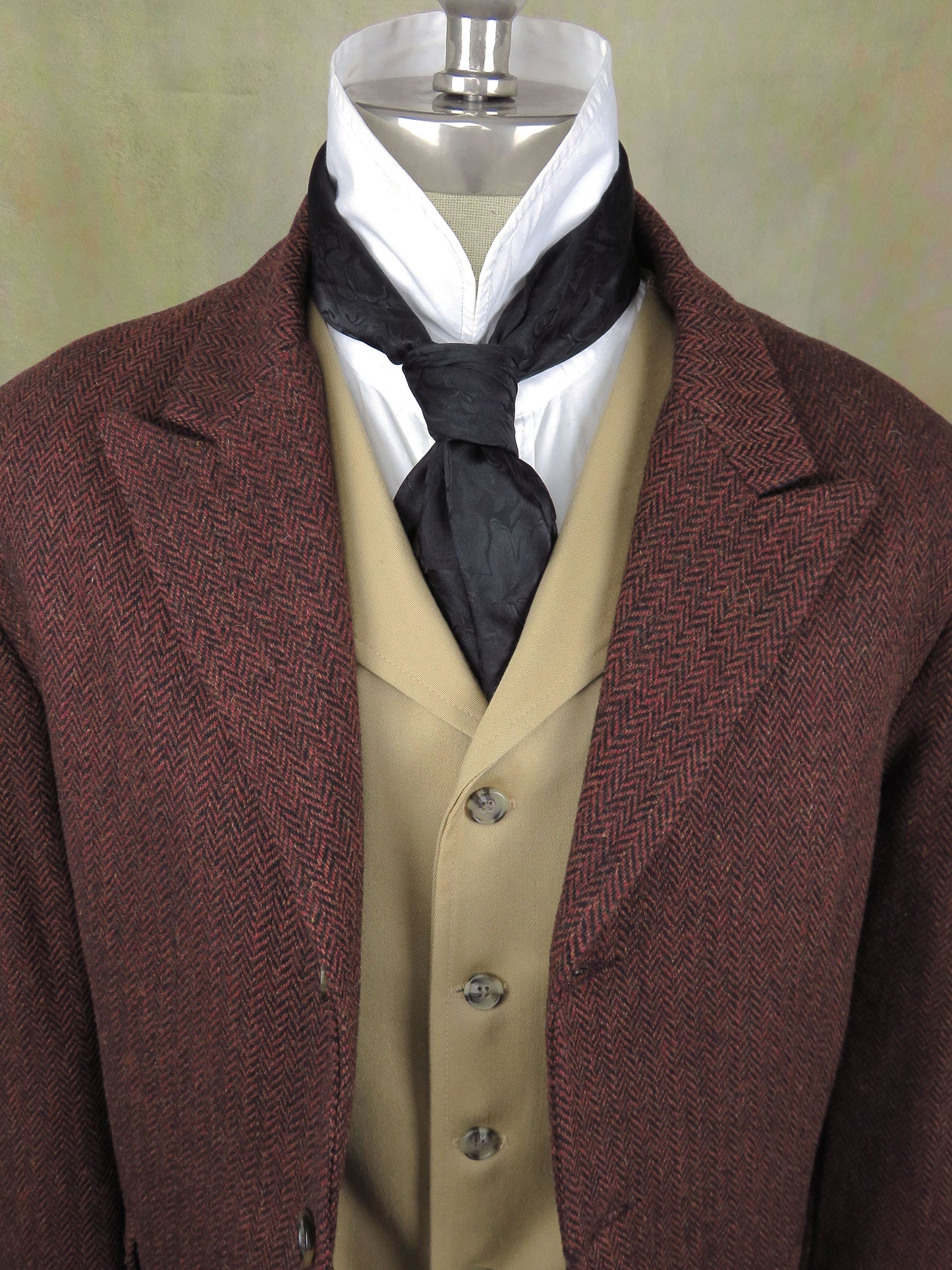 Men's Town Coat - Rust and Black Herringbone