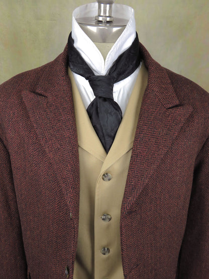 Men's Town Coat - Rust and Black Herringbone