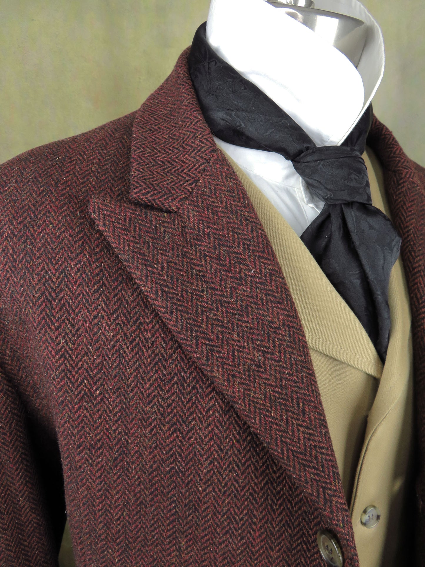 Men's Town Coat - Rust and Black Herringbone