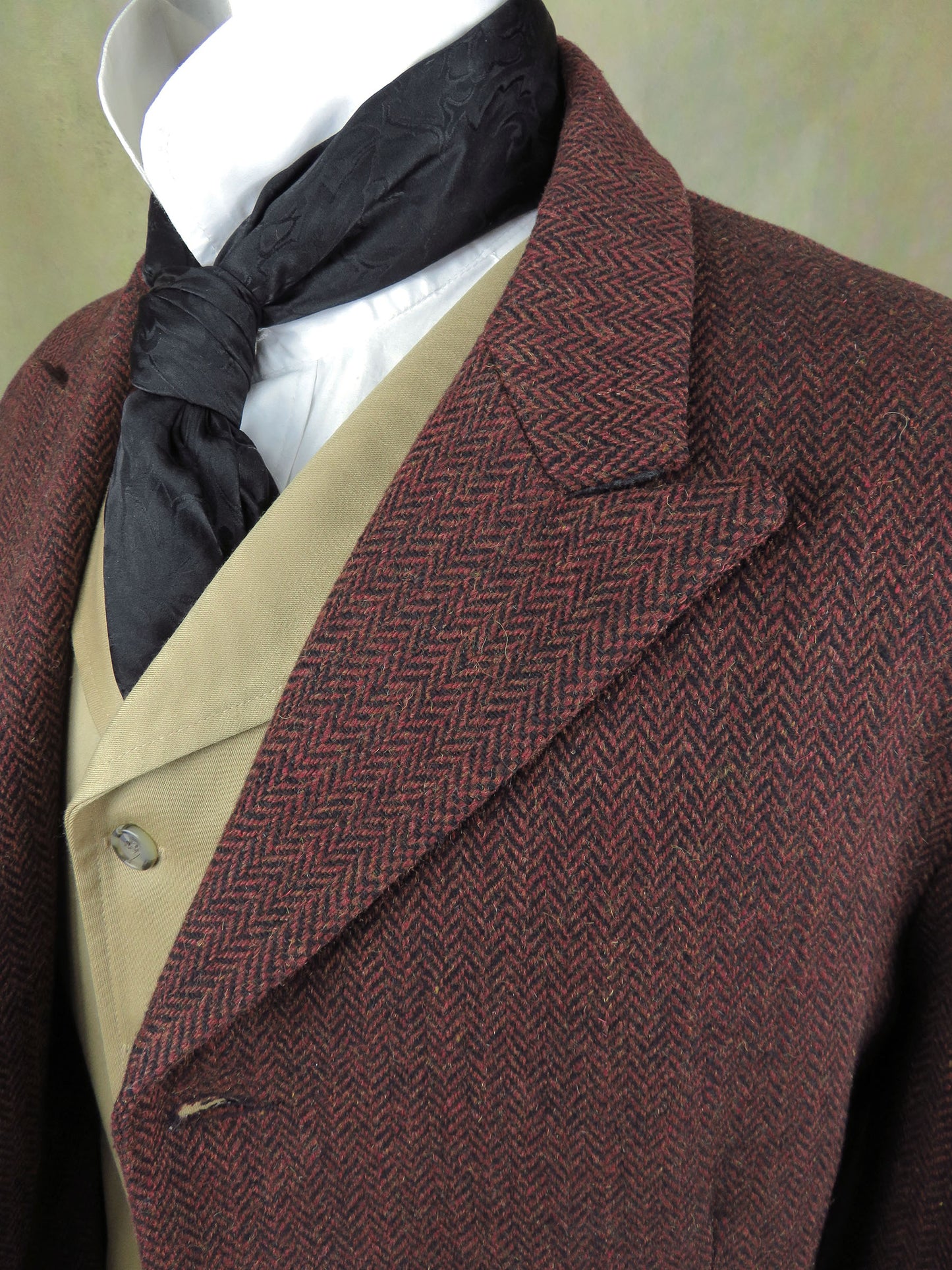 Men's Town Coat - Rust and Black Herringbone