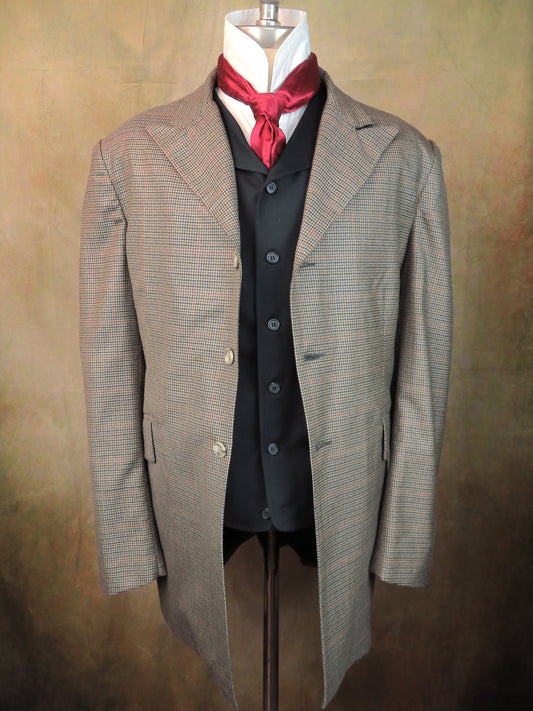 Men's Town Coat - Red Windowpane Mini Houndstooth #803