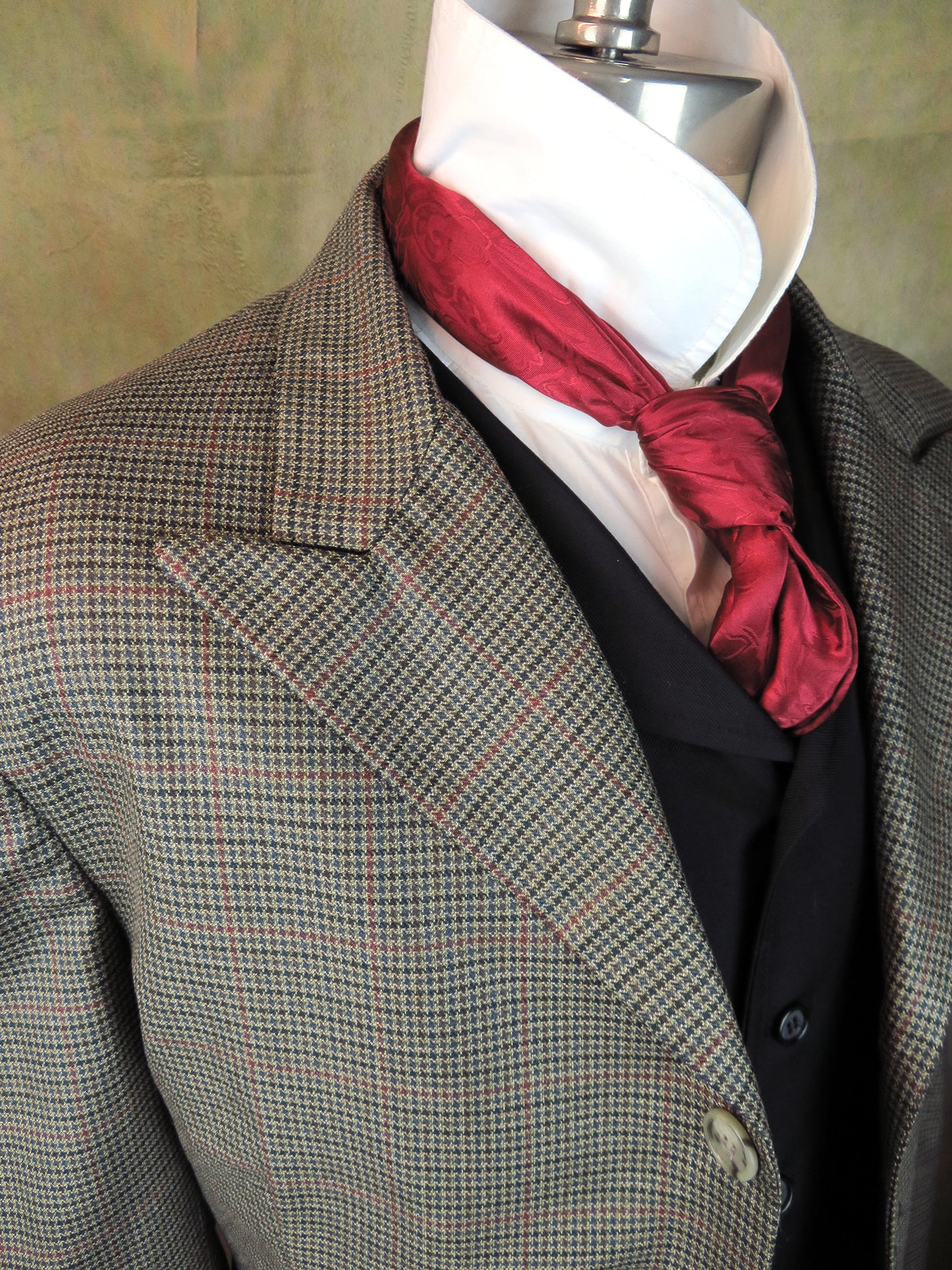 Men's Town Coat - Red Windowpane Mini Houndstooth #803