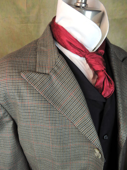 Men's Town Coat - Red Windowpane Mini Houndstooth #803