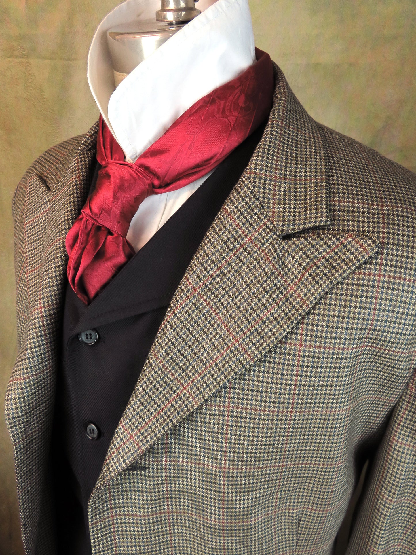 Men's Town Coat - Red Windowpane Mini Houndstooth #803