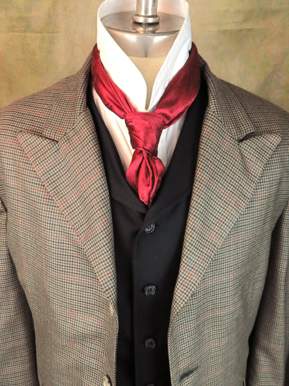 Men's Town Coat - Red Windowpane Mini Houndstooth #803