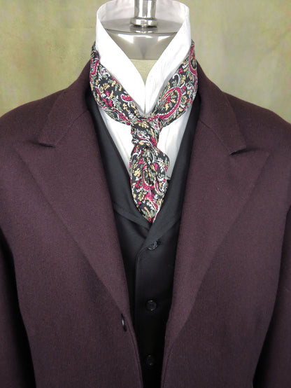 Men's Town Coat - Wine Tweed