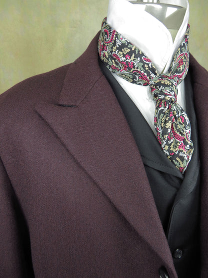 Men's Town Coat - Wine Tweed