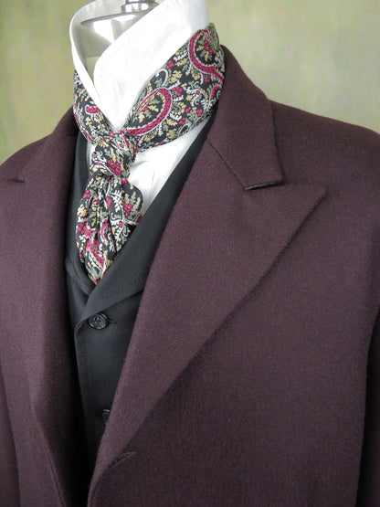 Men's Town Coat - Wine Tweed