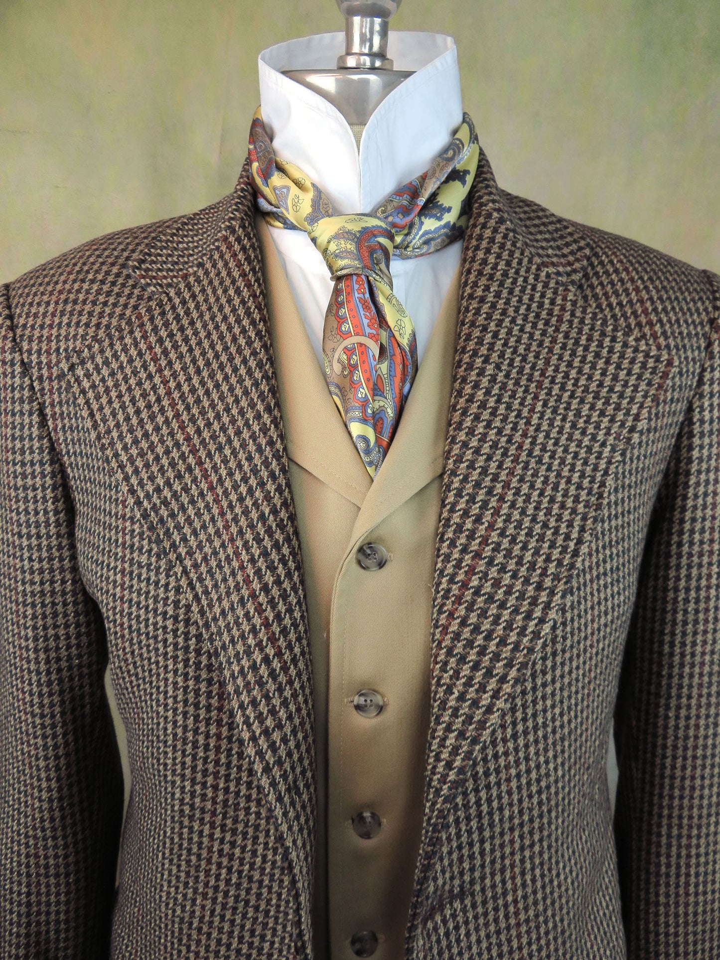 Men's Frock Coat - Brown Houndstooth with Rust