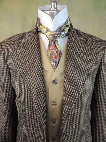 Men's Frock Coat - Brown Houndstooth with Rust