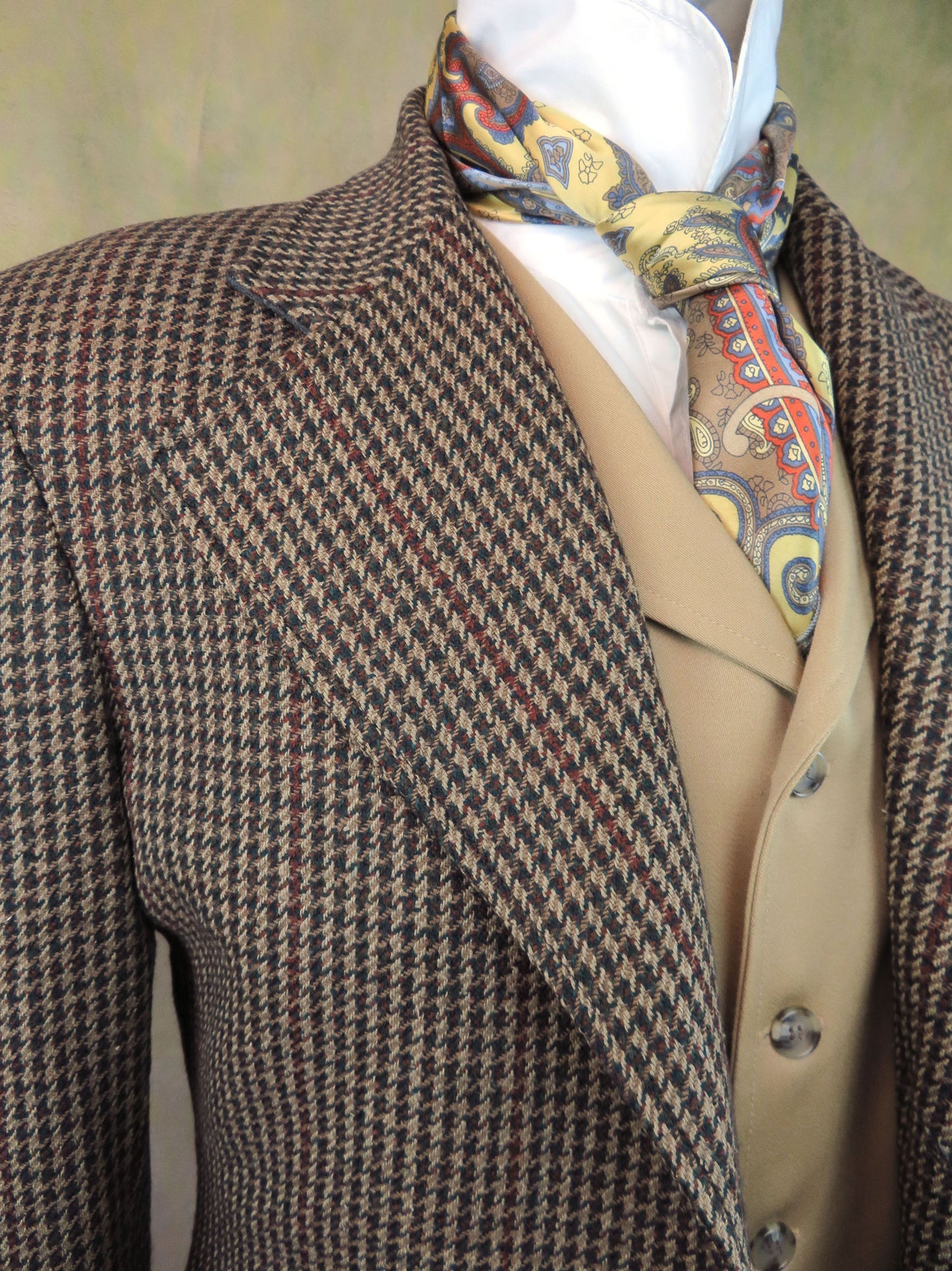 Men's Frock Coat - Brown Houndstooth with Rust